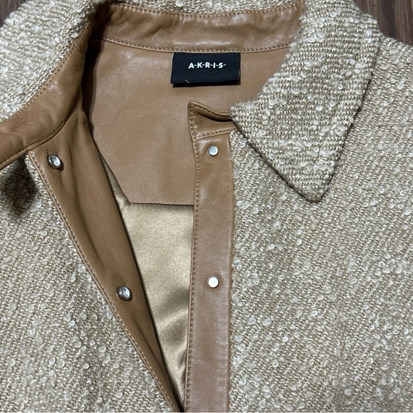 Akris Wool Bouclé Jacket with Lambskin Leather Trim – Size 10 - Picture 6 of 15